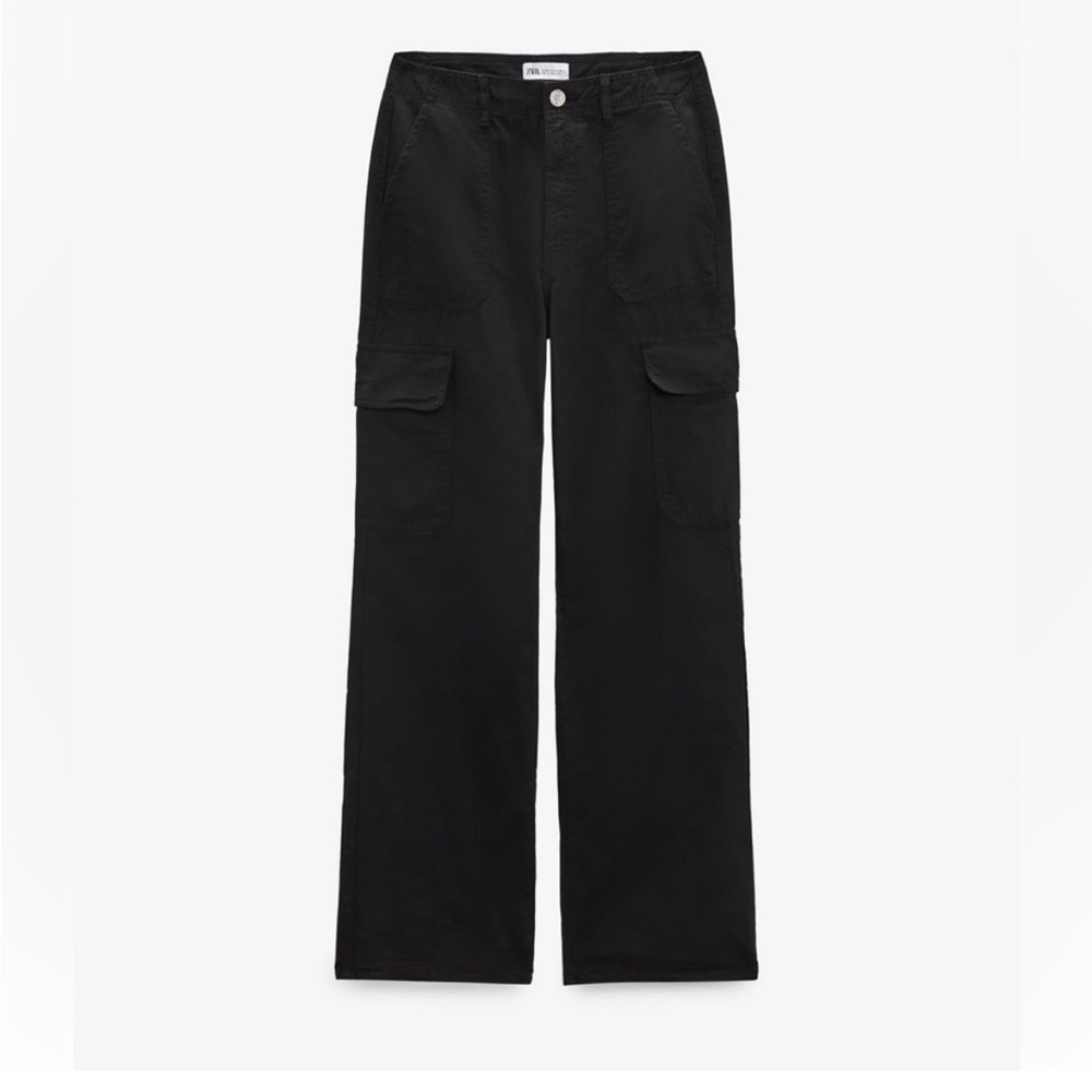 Zara Black High Rise Cargo Pants